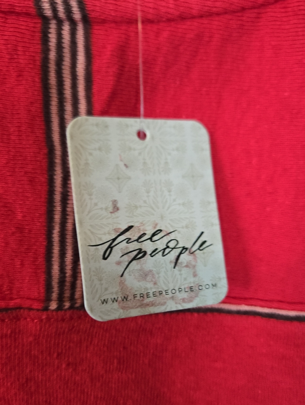 Free People Red Striped 2 Peice Set NWT will Fit Up To A Large - Picture 3 of 8